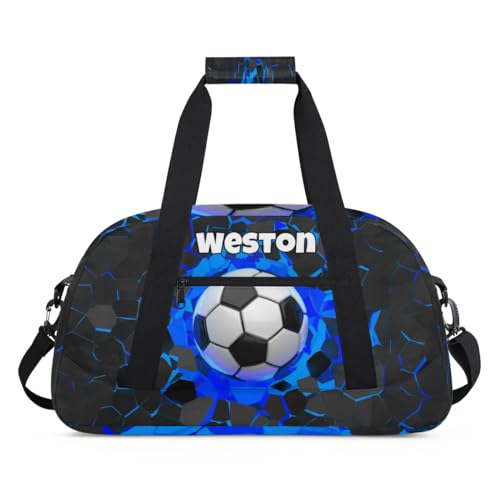 Custom Name Sports Bag Training Perform Bag, Soccer Black Blue | Personalized Named Practice Travel Overnight Training Bag - color: Color 23