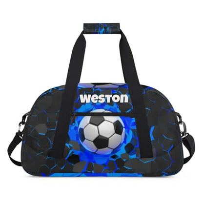 Custom Name Sports Bag Training Perform Bag, Soccer Black Blue | Personalized Named Practice Travel Overnight Training Bag - color: Color 23