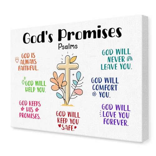 Bible Verse Wall Art for Kids,God's Promises Psalms Religious Scripture Canvas Wall Art,Inspirational Christian Wall Decor for Kids Room Nursery Sunday School - color: Kids Bible11
