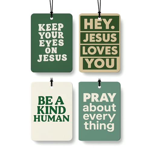 Christian Faith Car Air Freshener 4 Pcs Coconut Scented, Christian Car Accessories Mirror Decor for Women, Retro Inspirational Religious Hanging Air Freshener for Cars Closet Drawer Books - color: Color-12