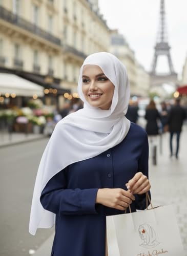 Instant Chiffon Hijab, Ready to wear hijab, modal wrap, Abaya, modern Instant Scarf, Soft breathable scarf - color: White S2