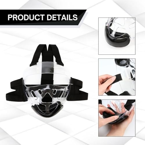 Taekwondo Sparring Mask, Face Shield Face Protection Cover, Transparent Protective Thickening Head Gear, Detachable Removable Headgear Figh Helmet for Fighting Sports Karate Kickboxing Boxing