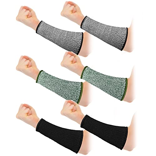 Sintege 3 Pairs Arm Protectors for Thin Skin and Bruising Cut Resistant Forearm Sleeve Level 5 Arm Burn Protection Sleeve (Black, Grey, Green,7.9 Inch) - color: Black, Grey, Green, size: 7.9 Inch