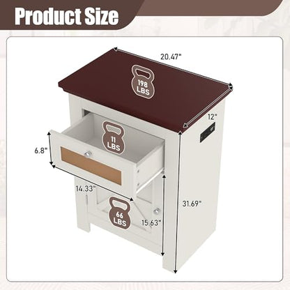 10-15 Gallon Fish Tank Stand - Aquarium Stand with Power Outlets | 198LBS Capacity Fish Tank Table with Storage Cabinet & Drawer, Aquarium Table for Reptile Terrarium Stand Beige