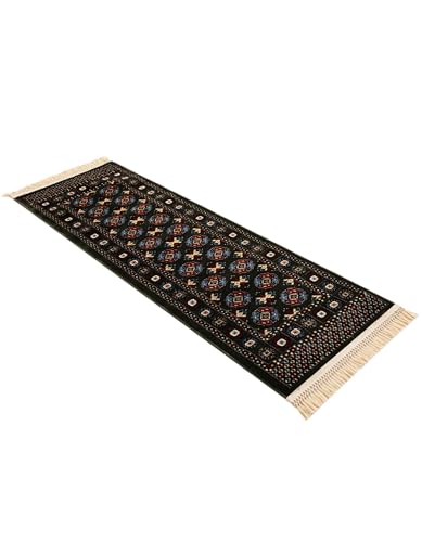 Rugs.com Bokhara Collection Rug – 6 Ft Runner Dark Green Medium-Pile Rug Perfect for Hallways, Entryways - color: Dark Green, size: 2' x 6' Runner