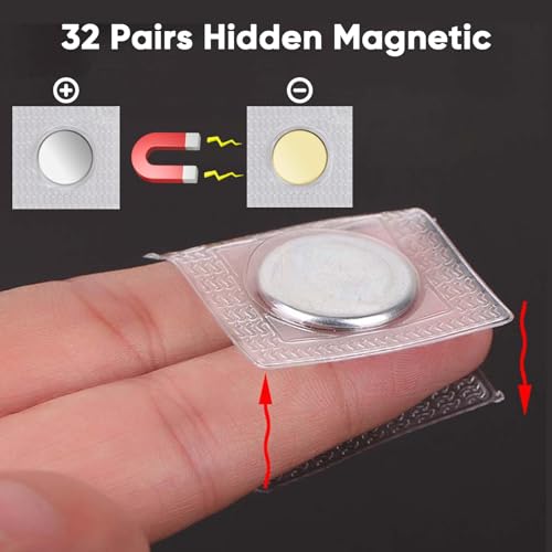 Piopiocoing 64 Pcs 1.18 Inch Hidden Magnetic Snaps，32 Pairs PVC Hidden Sew Invisible Magnetic Snap Clothing Clasp DIY Craft Sewing Tools Fastener Snaps Buttons for Purses