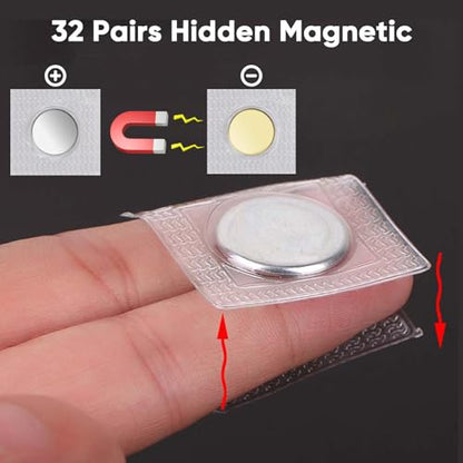 Piopiocoing 64 Pcs 1.18 Inch Hidden Magnetic Snaps，32 Pairs PVC Hidden Sew Invisible Magnetic Snap Clothing Clasp DIY Craft Sewing Tools Fastener Snaps Buttons for Purses