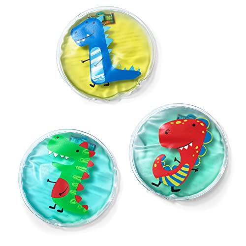 Cool Coolers Boo Boo Flexible Gel Ice Packs, 4x4”, Reusable Cold Compress for Minor Injuries, Cold Packs for Injuries, Kids Ice Packs for Boo Boos, 3 Pack, Dino - color: Dino