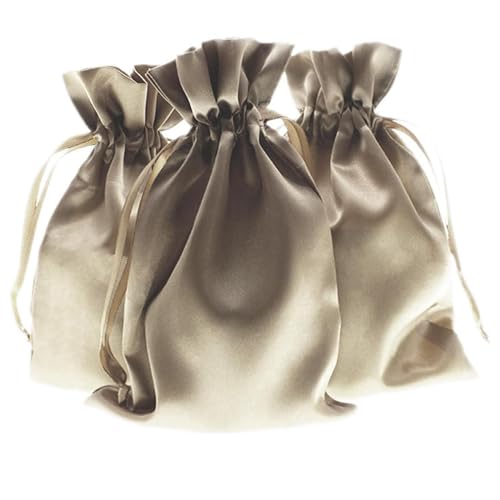 50 Pack 6" x 9" Champagne Satin Gift Bags with Drawstring, Large Gift Pouches, Wedding Favor Bags for Baby Shower Birthday Party Small Business - color: Champagne - 6 x 9 Inch (Pack of 50)