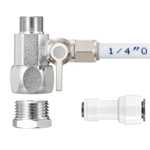 Feed Water Adapter - 1/4" Quick Connect for RO Filter,Refrigerator,Icemaker | Brass Water Line Splitter,3/8"x3/8"x1/4" or G1/2"xG1/2"x1/4",Include a 1/4"-3/8" Quick Connect Straight Union for 3/8" Hose