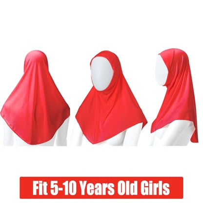 Cozypower 4 Pcs Eid Hijab Muslim for Girls Kids Head Scarf Islamic Shawls Neck Wrap Kids Ages 6-11 Headscarf Instant Turban - color: Mixed Color