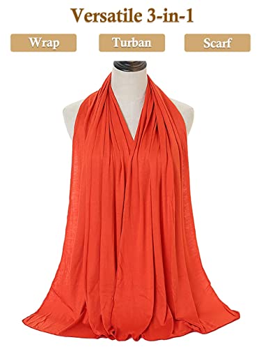 Nonbongoy Head Wraps for Black Women 71"x32" Long Soft Jersey Hijab Turban - color: 1- Orange Headwrap