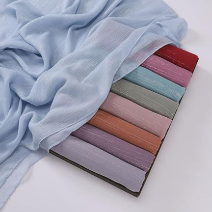 Women Hijab Chiffon Head Scarf Lightweight Shimmer Scarves Crepe Wedding Shawls and Wraps for Evening Dresses Shiny - color: Purple