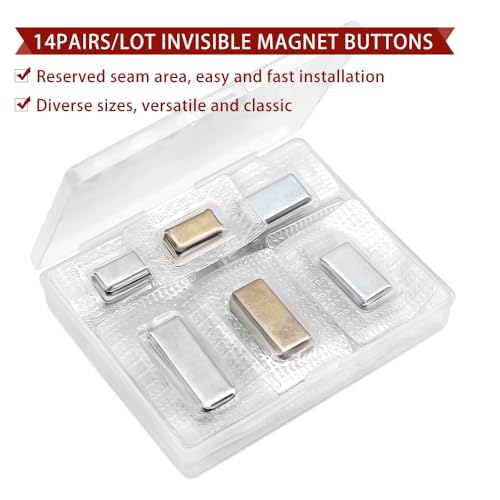 SEMINI Hidden Sew Magnetic Snap Invisible Hidden Sew in PVC Hidden Purse Closure for Fastener Handbag Cloth Clasp DIY Craft Sewing Tools (Mixed Size) - size: Mixed Size,Rectangular