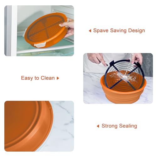Collapsible Batter Bowl - Breading Bowl Shaker with Lid, Orange - color: Orange