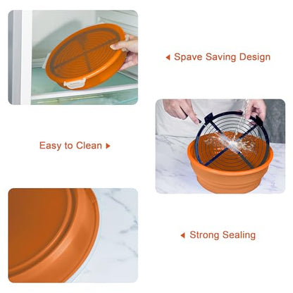Collapsible Batter Bowl - Breading Bowl Shaker with Lid, Orange - color: Orange