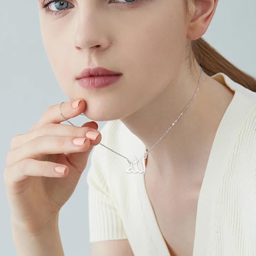 UNIFT Islamic Muslim Allah Layered Necklaces For Women Stainless Steel Charm Water Drop Heart Shape Allah Pendant Double Layer Necklace Islamic Jewelry - color: silver 6