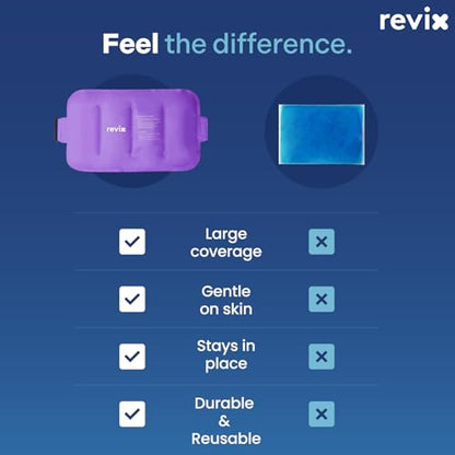 REVIX Ice Pack for Injuries Reusable Gel for Lower Back & Shoulder, Purple | 16x9in Full Coverage for Lower Back, Shoulder, Hip & Knee, Cold Compress Therapy, Hands-free Strap, Long-lasting Gel - style: Purple-Pack 1