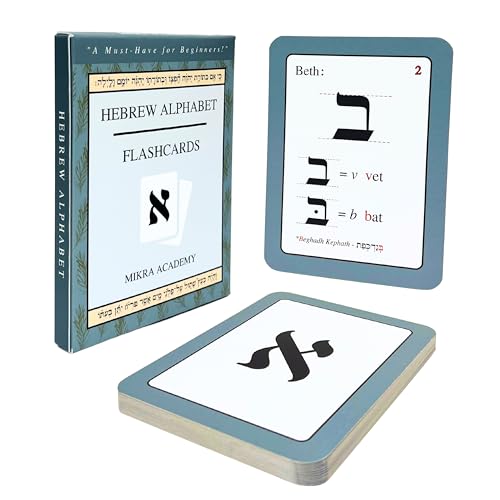 Biblical Hebrew Alphabet Flashcards for Beginners – 22 Alephbeth Study Cards + Bonus Vowel Pointing Reference Card – Portable & Durable 3.75”x5” Study Set for Biblical Hebrew Students – Mikra Academy
