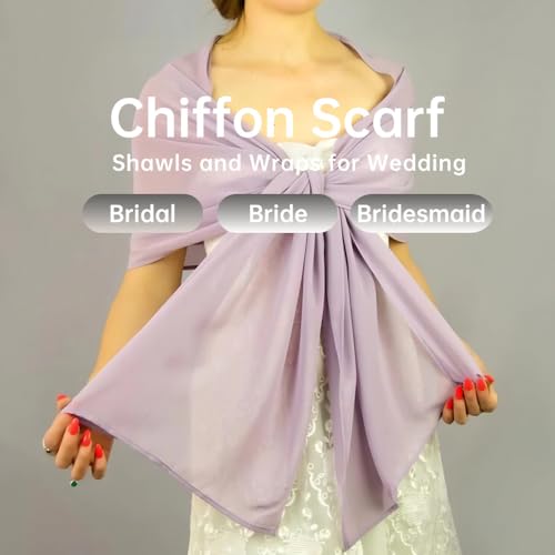 Harewom Long Sheer Chiffon Hijab Scarf for Women, Lightweight Shawl Wrap - color: Lavender