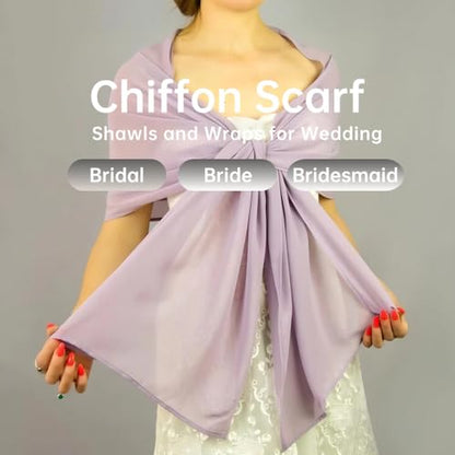 Harewom Long Sheer Chiffon Hijab Scarf for Women, Lightweight Shawl Wrap - color: Lavender