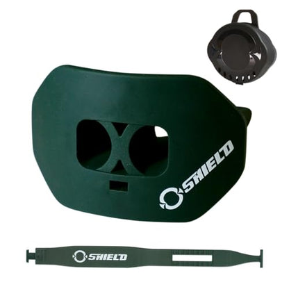 O Shield Core Football Mouth Guard, Detachable Strap | Football Mouth Guard with Detachable Strap — No-Boil Ready Fit, BPA-Free, Brace-Friendly, Includes Carrying Case - color: Dark Green