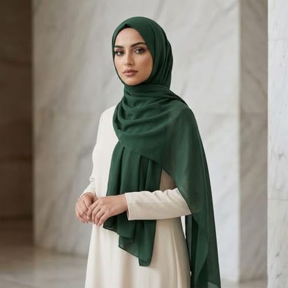 Febfim 4 PCS Muslim Women Soft Premium Solid Chiffon Hijab Scarves Shawl Long Scarf Wrap Scarves with Gift Box - color: 2025 5h