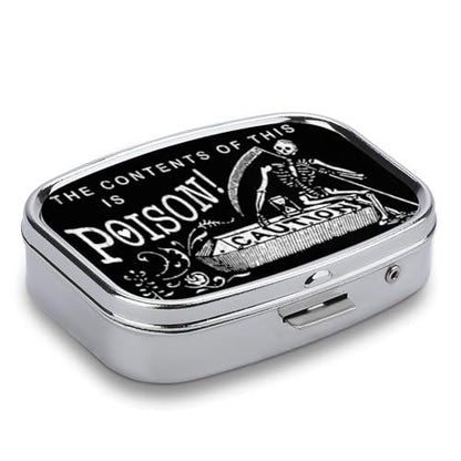 Metal 2 Compartment Pill Organizer Travel Friendly Portable Compact Pill Box Cute Pill Case to Hold Vitamins,Fish Oil,Supplements,Meds,Tablet for Purse,Pocket. (Black Scythe) - color: Black Scythe