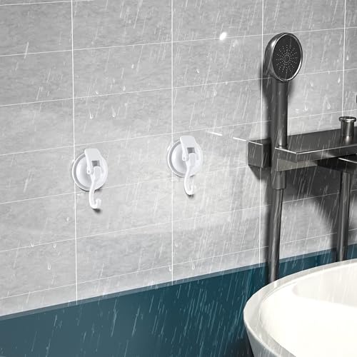 Heavy Duty Vacuum Suction Cup Hooks, White Plated Polished Super Suction for Kitchen Bathroom, 2 Pack - color: White