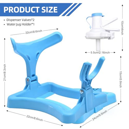 5 Gallon Water Jug Holder, Collapsible Water Dispenser Stand and 2 Dispenser Valves, Thicking Water Dispenser for 3-5 Gallon Bottle