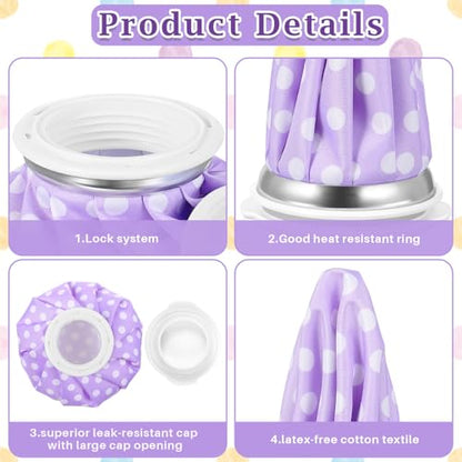 Honoson 4 Pack Reusable Ice Pack and Hot Water Bag for Adults for Hot & Cold No-Leak Elastic Breathable Ice Bag(Polka Dots Style) - style: Polka Dots Style