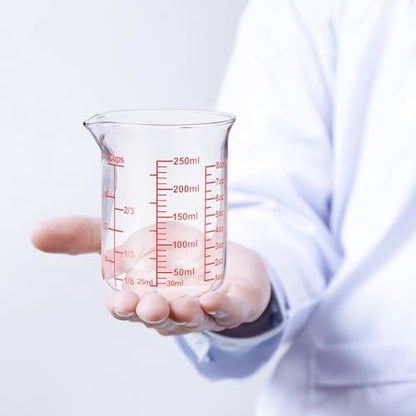 Ackers Glass Measuring Cup 1 Cup,8oz Borosilicate Liquid Measuring Cup with Spout - size: 1Cup,250ML
