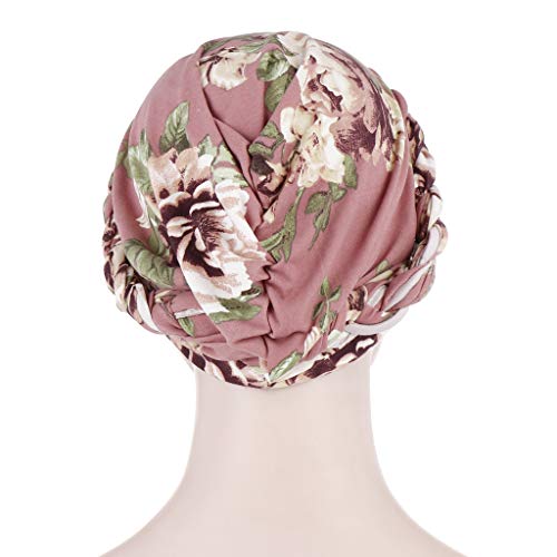 Cancer Chemo Beanies Bandana Headwrap Cap Satin Bonnet Head Scarf Hijab Braid Silky Turban Hats for Women - color: Pink Floral