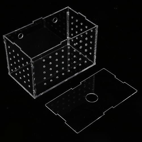 Fish Breeder Box, Aquarium Fish Breeding Box with Suction Cups, High Transparency Acrylic Hatchery Incubator Tank for Baby Fish Shrimp Clownfish Isolation and Rearing (14 * 8 * 9CM) - size: 14*8*9CM