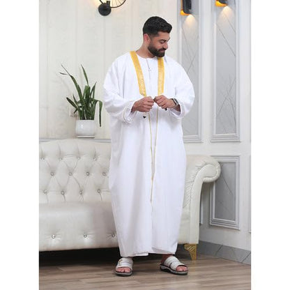 Men's Abaya (Bisht) Long Sleeves | Amazing Men's Islamic Arabian Cloak - color: White