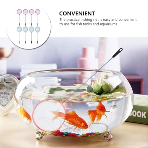 Balacoo 8pcs Plastic Fish Landing Nets with Dense Mesh for Aquarium and Shrimp Tanks Portable Fine Mesh Fishing Nets for Fish Tank Cleaning Random Color