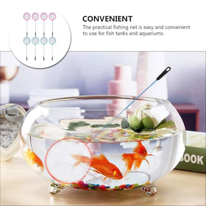 Balacoo 8pcs Plastic Fish Landing Nets with Dense Mesh for Aquarium and Shrimp Tanks Portable Fine Mesh Fishing Nets for Fish Tank Cleaning Random Color