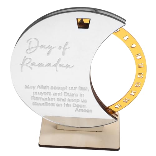 jojofuny Ramadan Countdown Calendar Wooden Desk Advent Reminder Elegant Eid Ornament for Home Office Unique Rotating Design Festive Decoration for Celebrating Special Dates