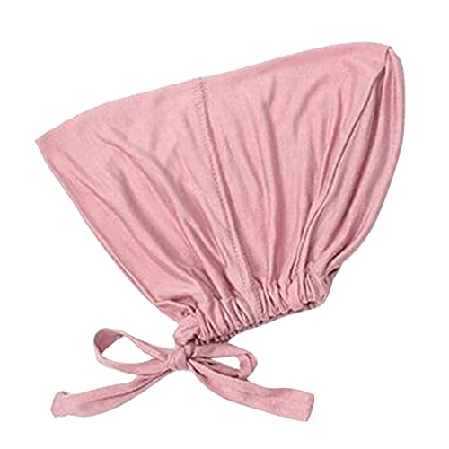 Chiffon Hijab with Undercap Fashion Solid Color Chiffon Head Wraps Under Scarf Caps Muslim Fashion Bandage - color: Pink