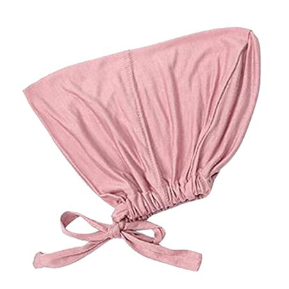 Chiffon Hijab with Undercap Fashion Solid Color Chiffon Head Wraps Under Scarf Caps Muslim Fashion Bandage - color: Pink