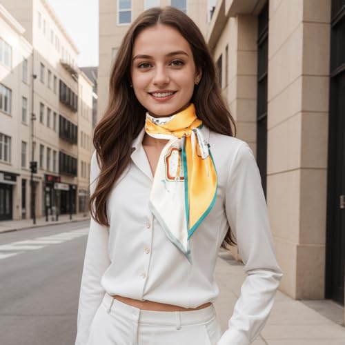 RIIQIICHY Hair Scarf for Women Like Silk Scarves Headband Neck Scarfs Twilly Purse Accessories - color: C008