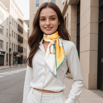 RIIQIICHY Hair Scarf for Women Like Silk Scarves Headband Neck Scarfs Twilly Purse Accessories - color: C008