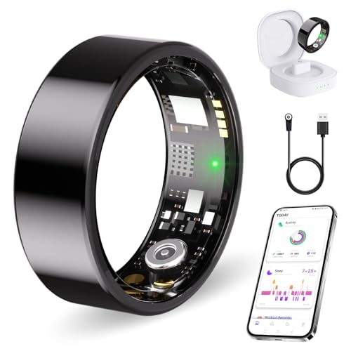 Smart Ring No Subscription, Health Tracker Ring for Women (Black, 9#) - color: Black, size: 9#