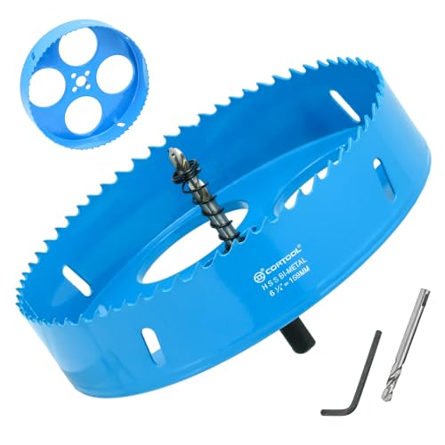 6-1/4 Inch Hole Saw with Arbor for Metal and Wood Cutting, Bi-Metal Hole Cutter, 6-1/4" Hole Saw Kit for Drywall, Wood, PVC Boards, Fiberglass and Vent Pipes - style: 6-1/4"（159mm）