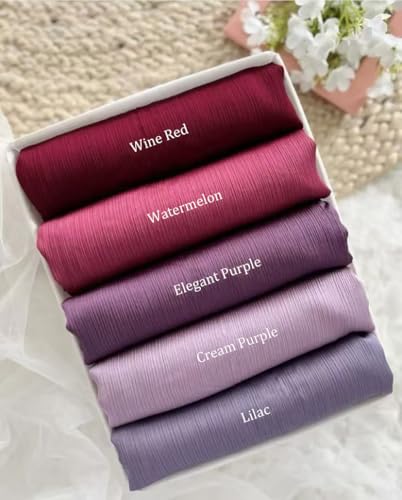 Luxury Silky Satin Hijab for Women, Shimmer Crinkle Muslim Head Scarf, Graceful Feminine Charm - color: Elegant Purple