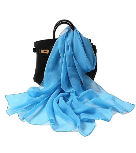 Long Chiffon Sheer Scarf For womens - color: Blue