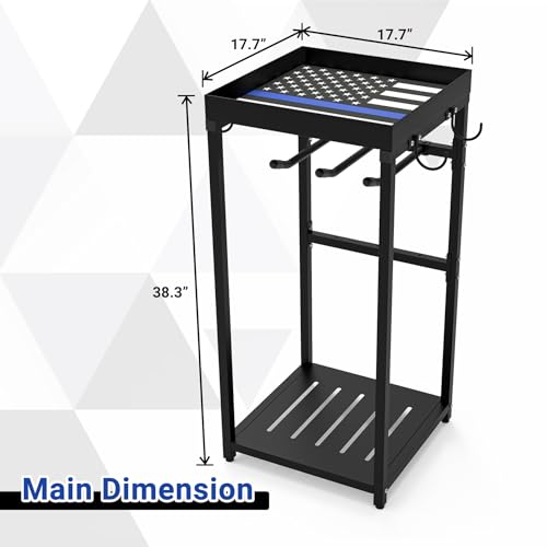 Neoaider Police Gear Rack, Police Hanger with Hooks | Tactical Duty Gear Rack Decor with Thin Blue Line Flag, Black Body Armor Stand for Police Gift - size: Police Gear Stand