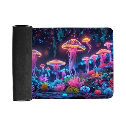 KeKee Glowing Colorful Sea Aquarium Neon Large Mouse Pad Gaming Mousepad Desk Pad for Keyboard and Mouse Mat Non-Slip Base 40X75cm, Style - size: 40X75cm