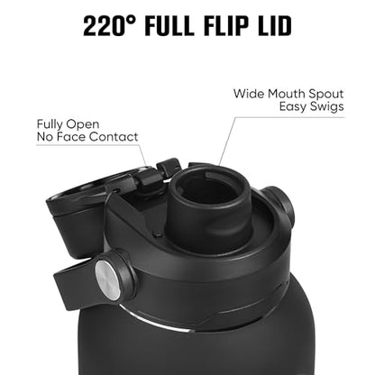 CIVAGO 64 oz Glass Water Bottle Jug with Detachable Straw and Time Maker | Half Gallon Motivational Large Flask Cup with Handle, Leakproof Lids, Wide Mouth, Silicone Sleeve, Tumbler for Juice, Beige - color: Beige, size: 64 Ounces