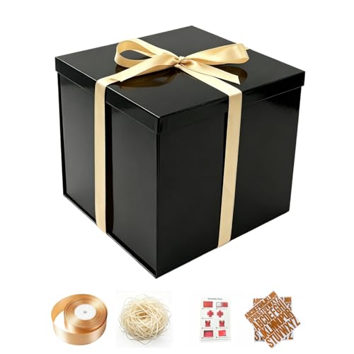 PACKGILO Black Large Gift Box with Lid 12x12x10 Inches Black Box 2 Pack - color: 12X12X10Inch-Black-Pack of 2